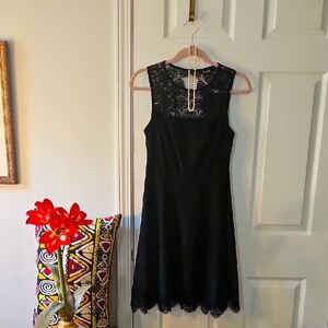Kensie Elegant Lace Black Midi Party Dress, Size 2